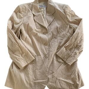 Bernard Zins Paris Blazer Womens 12 Jennifer Tan Career Jacket Cotton‎ Vintage
